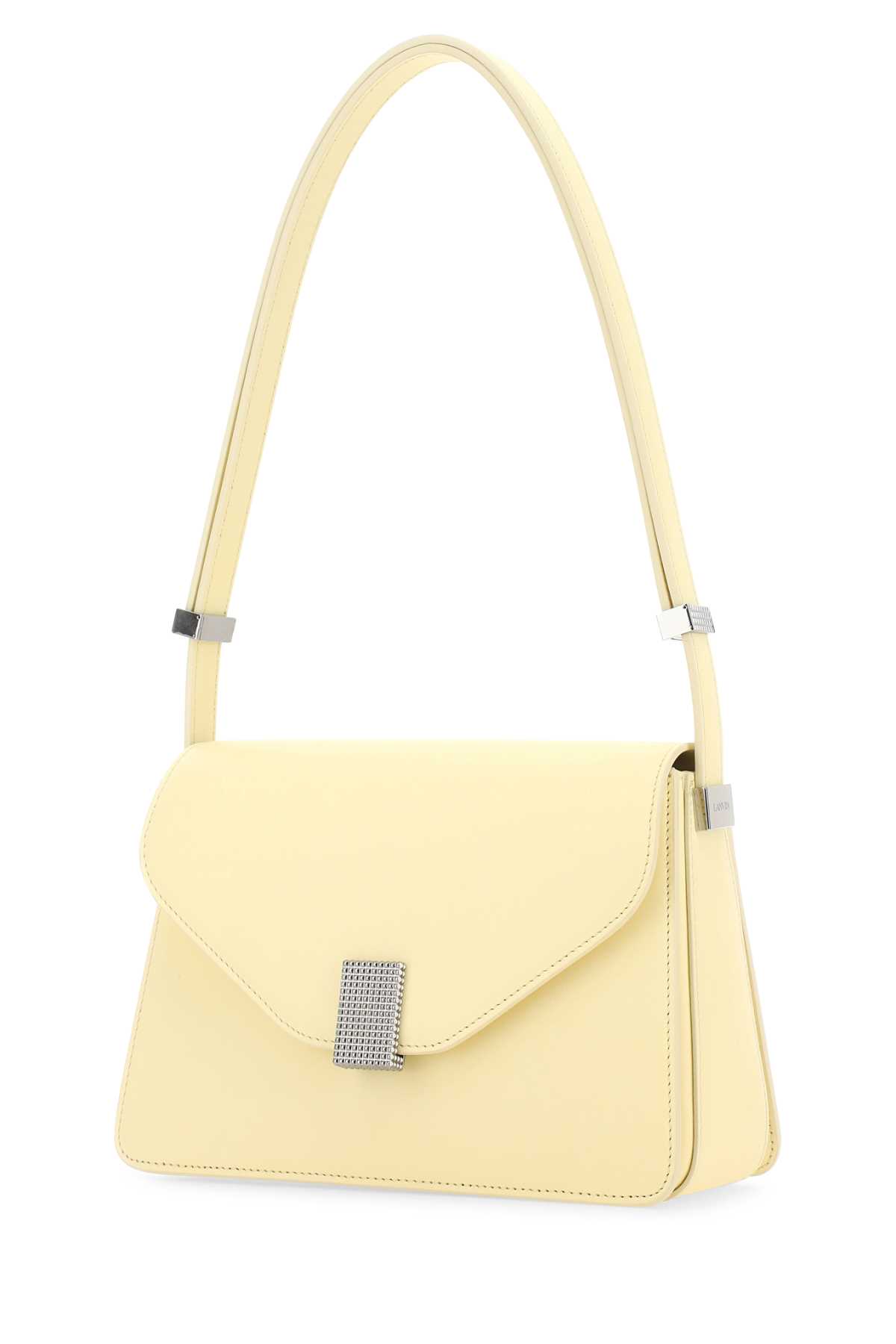 Shop Lanvin Pastel Yellow Leather Concerto Shoulder Bag In Beige