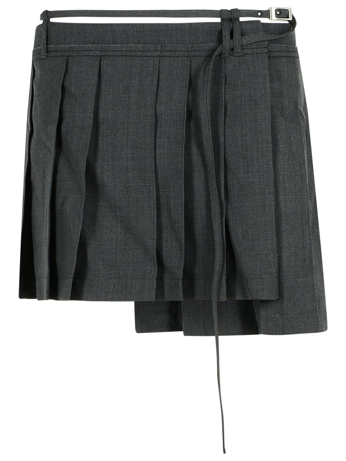 Acne Studios Dark Grey Wool Blend Pleated Skirt In Gray