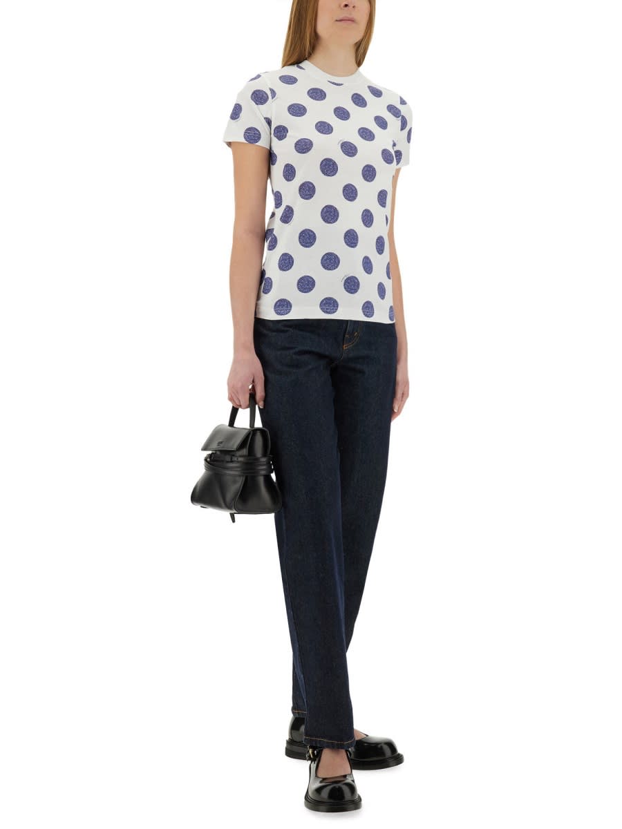 Shop Moschino Ballpoint Pen Polka Dots T-shirt In White