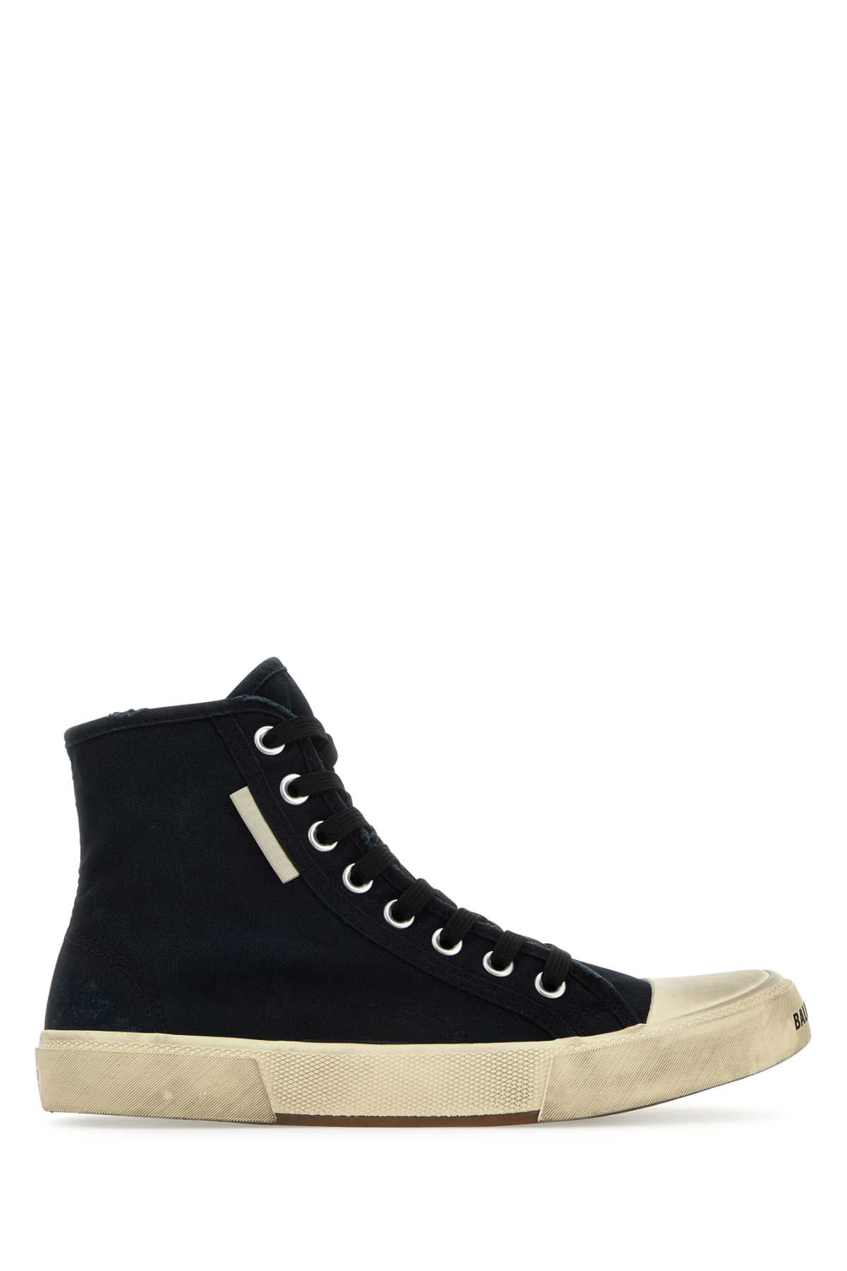 Shop Balenciaga Black Canvas Paris Sneakers In Blackwhite