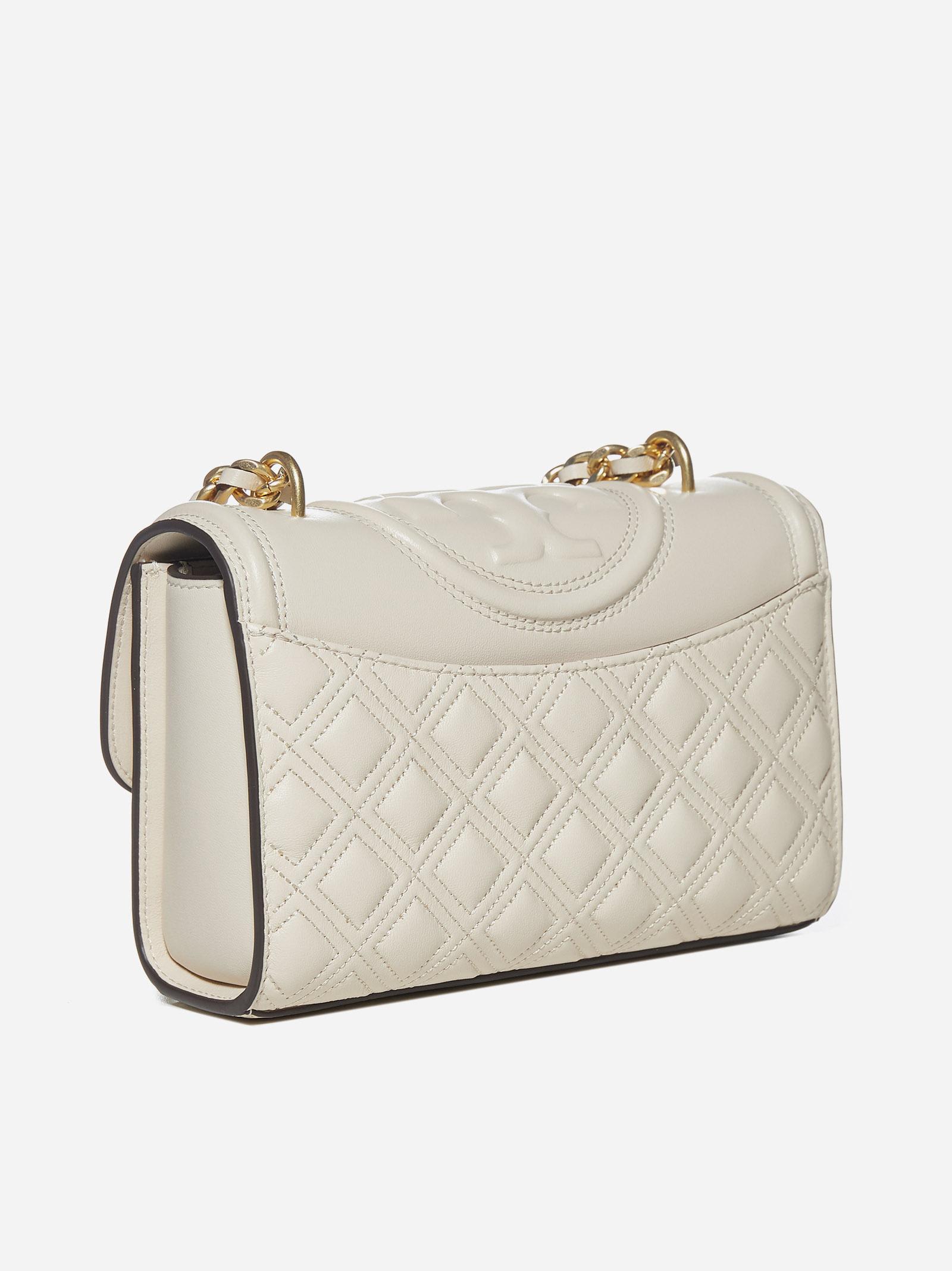 Shop Tory Burch Fleming Convertible Small Leather Bag In Burro