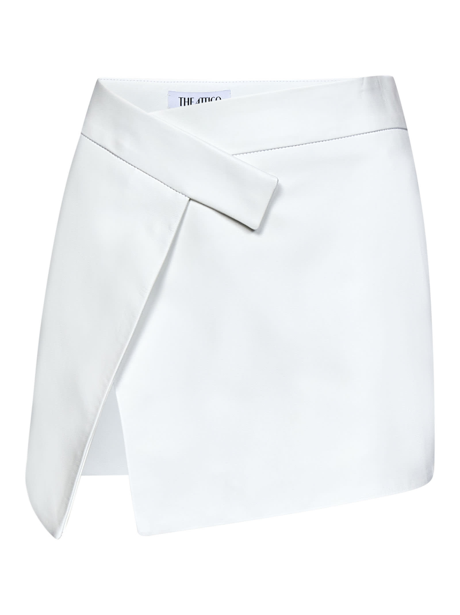 Attico Cloe Leather Miniskirt In White