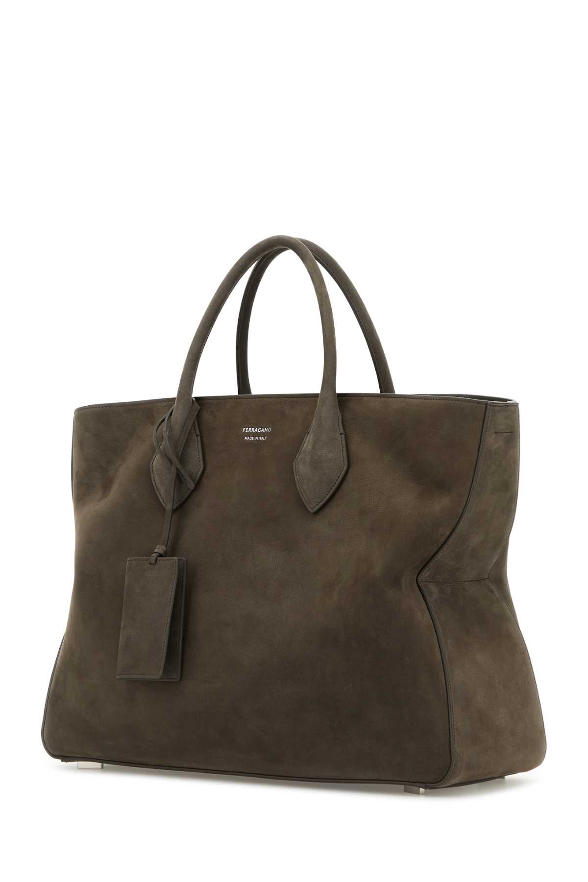 FERRAGAMO MUD LEATHER HANDBAG