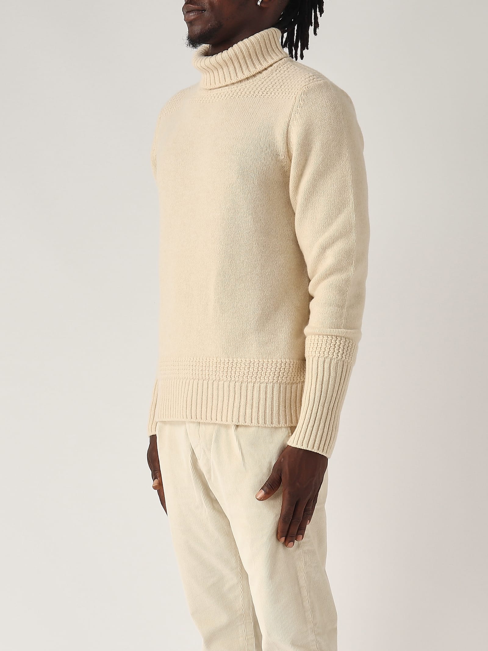 Shop Fay Dolcevita Uomo Sweater In Panna