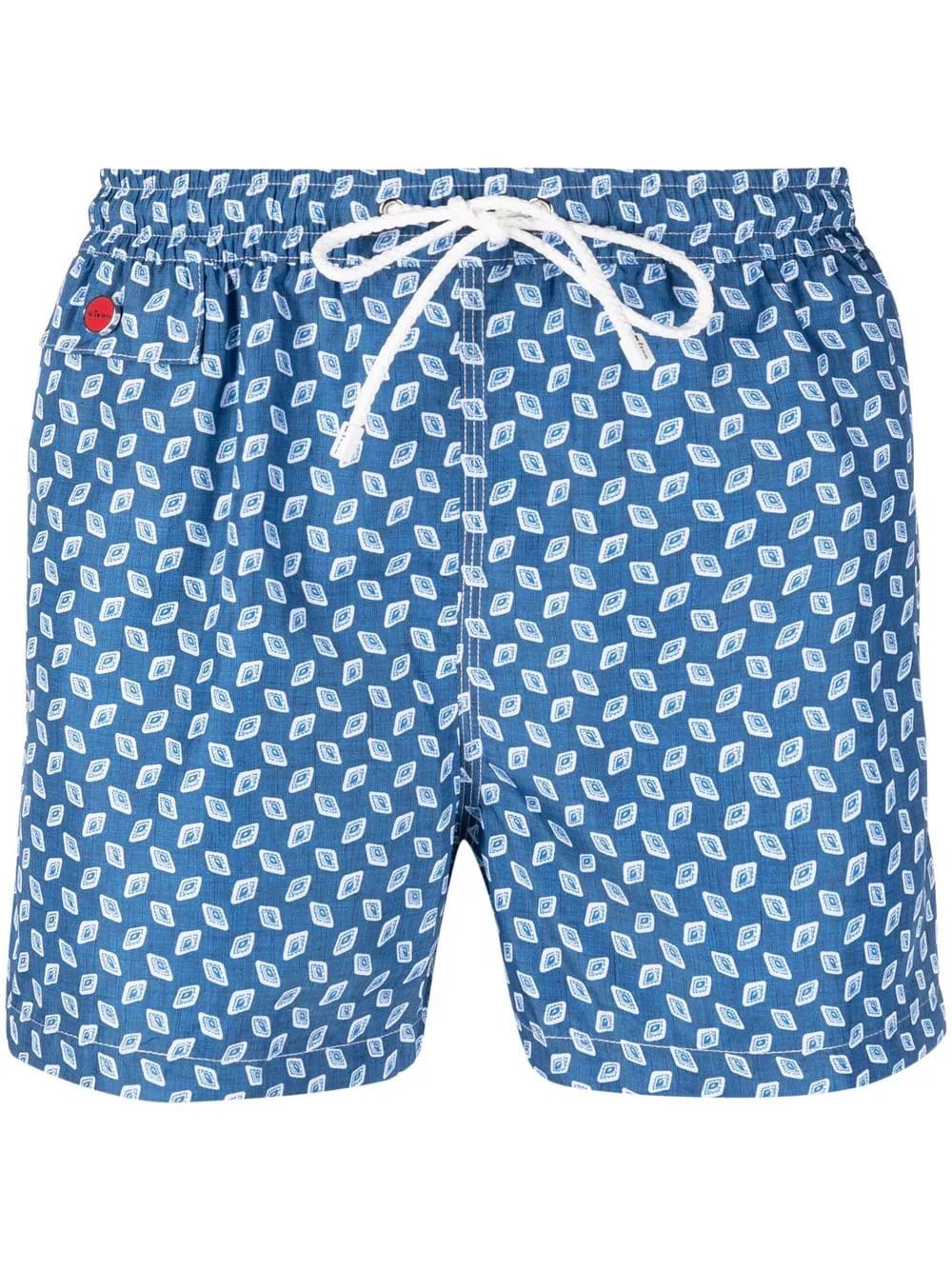 Kiton Blue Swim Shorts With Light Blue Micro Pattern