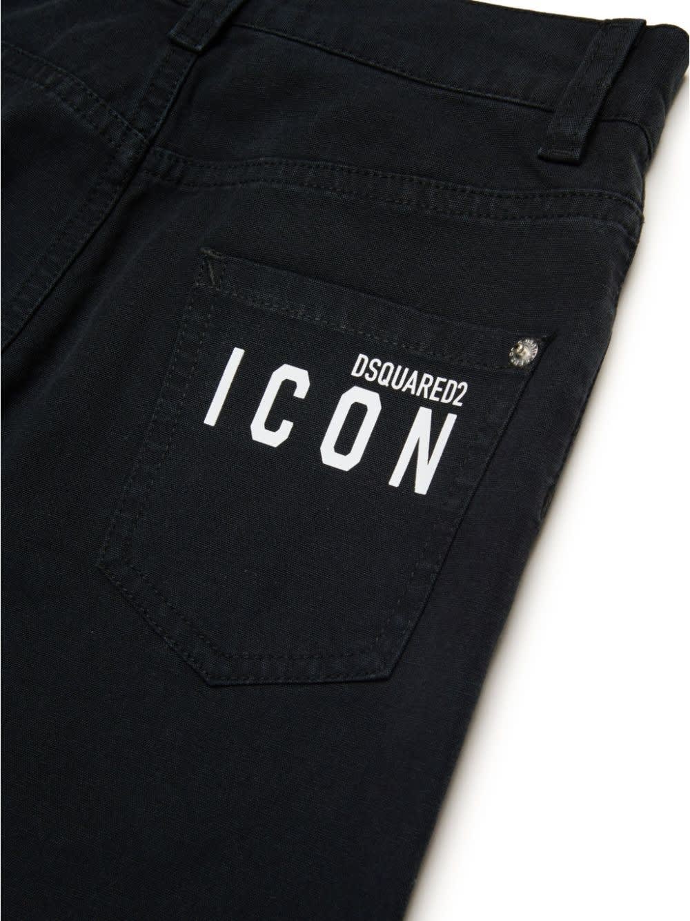 Shop Dsquared2 Black Straight Leg Jeans With Icon  Logo