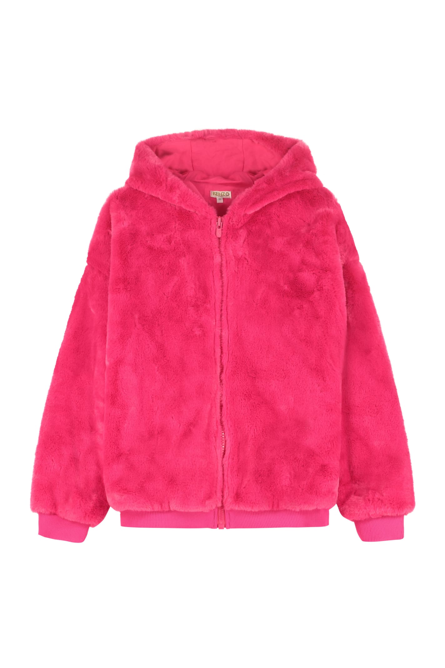 Photo of  Kenzo Kids Hooded Faux Fur Bomber Jacket- shop Kenzo Kids jackets online sales