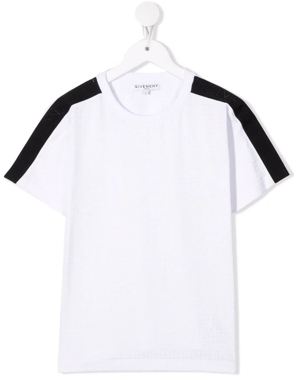 Givenchy Kids White T-shirt With 4g Motif And Black Logoed Tapes