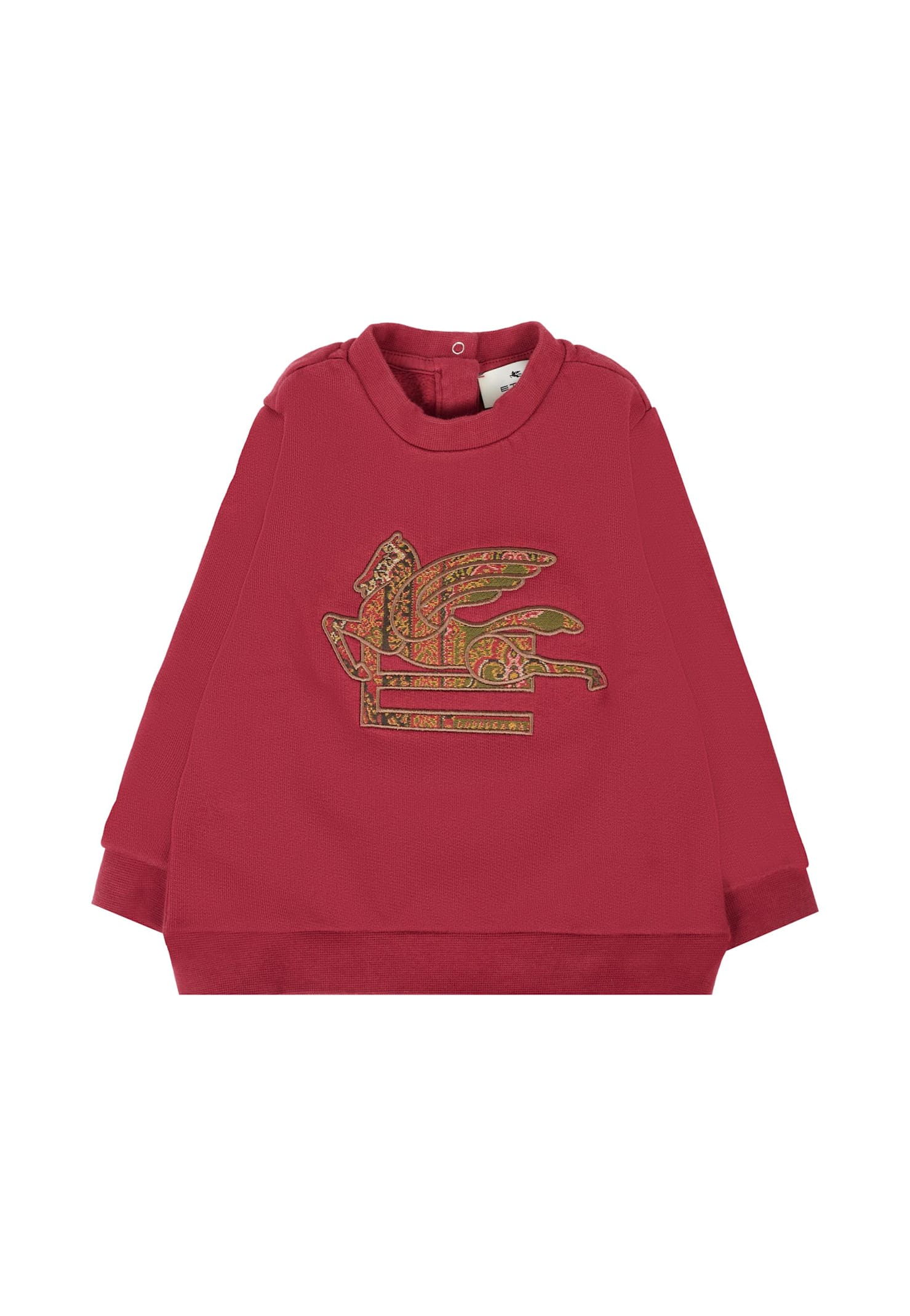 Etro Burgundy Sweatshirt For Babykids With Pegasus In Red