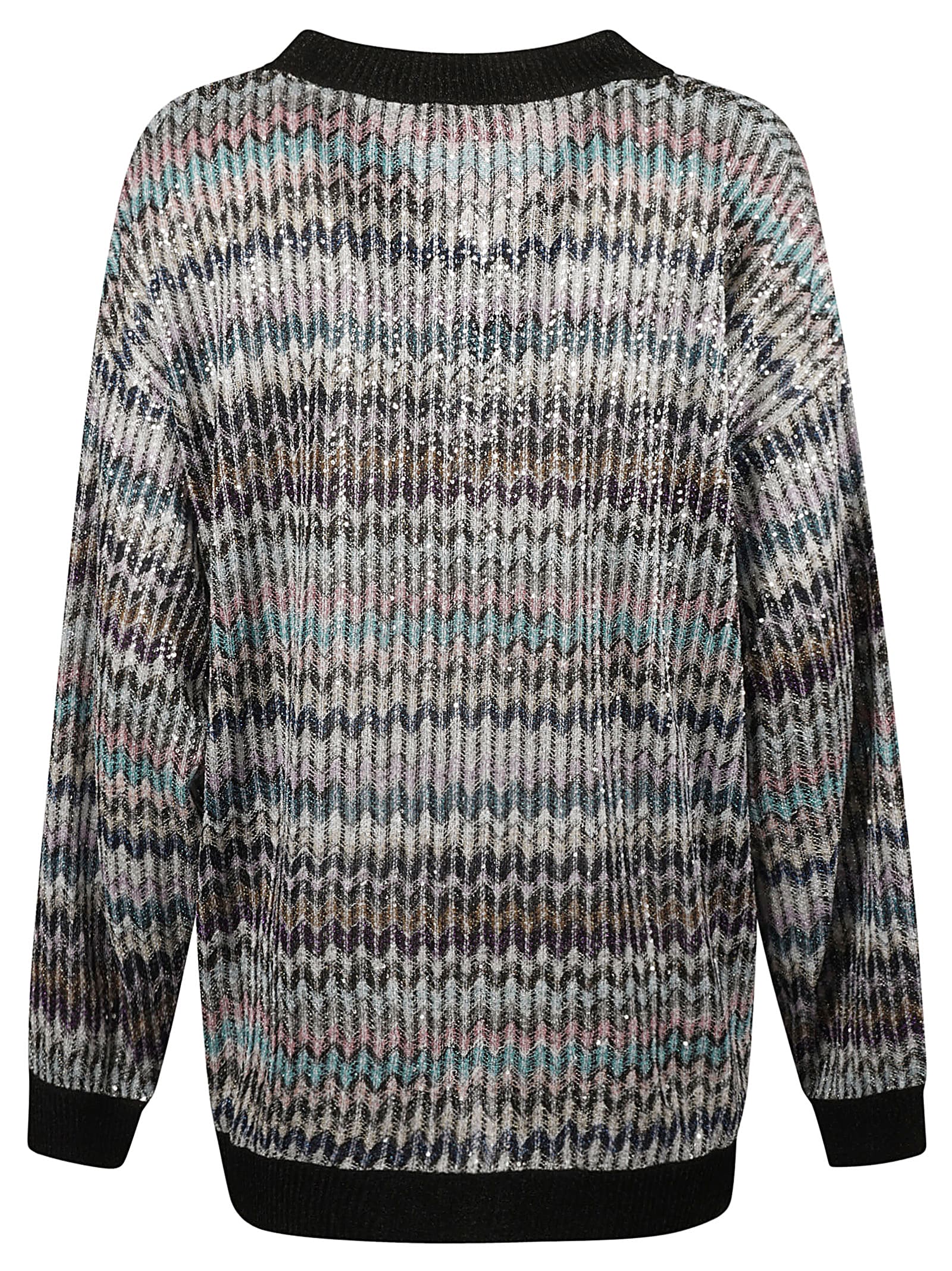 Shop Missoni Zig-zag Stripe Patterned V-neck Sweater In Multicolor