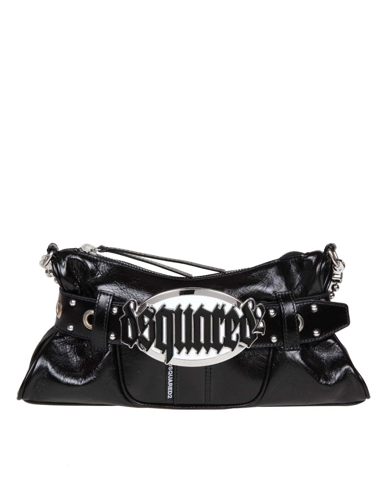 Shop Dsquared2 Gothic Leather Clutch With Logo In Black