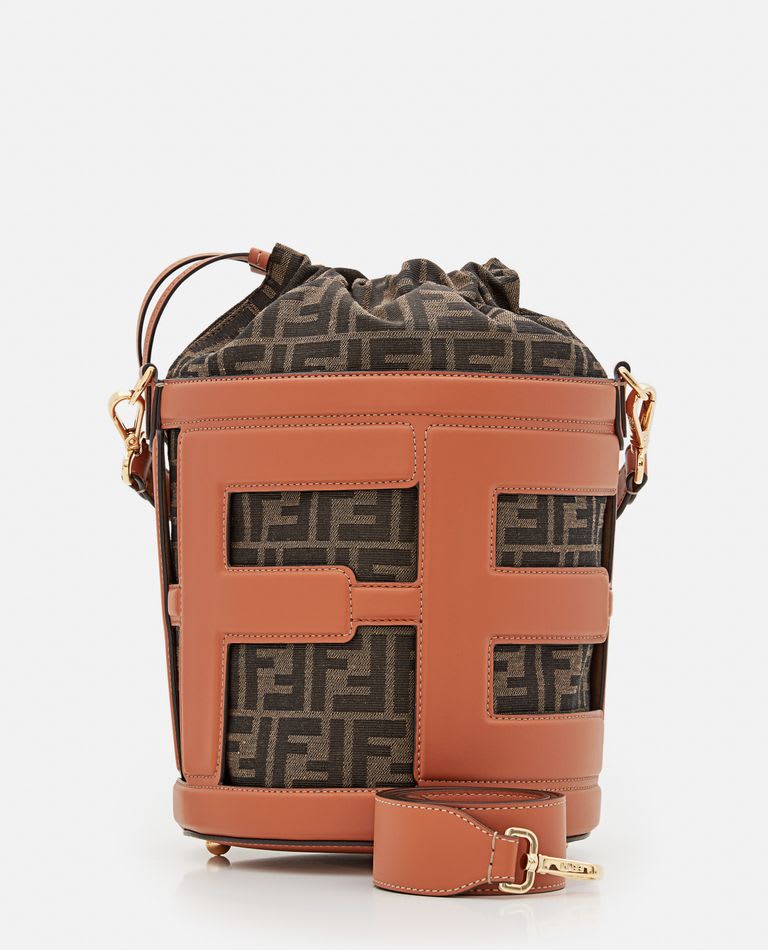 Shop Fendi Ff Leather Bucket Bag In Len Brandy Tobacco Moro