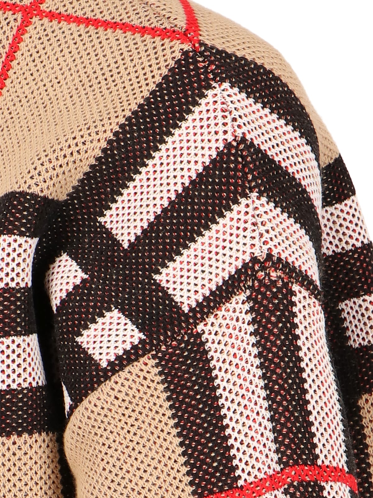 Shop Burberry Check Pattern Sweater In Beige