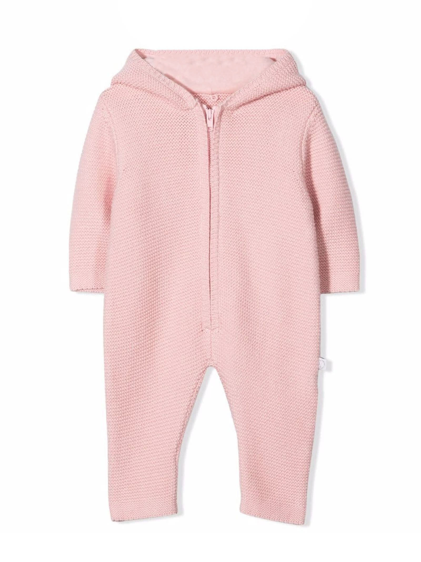 Stella McCartney Kids Baby-pink Cotton Doggie Knitted Babygrow