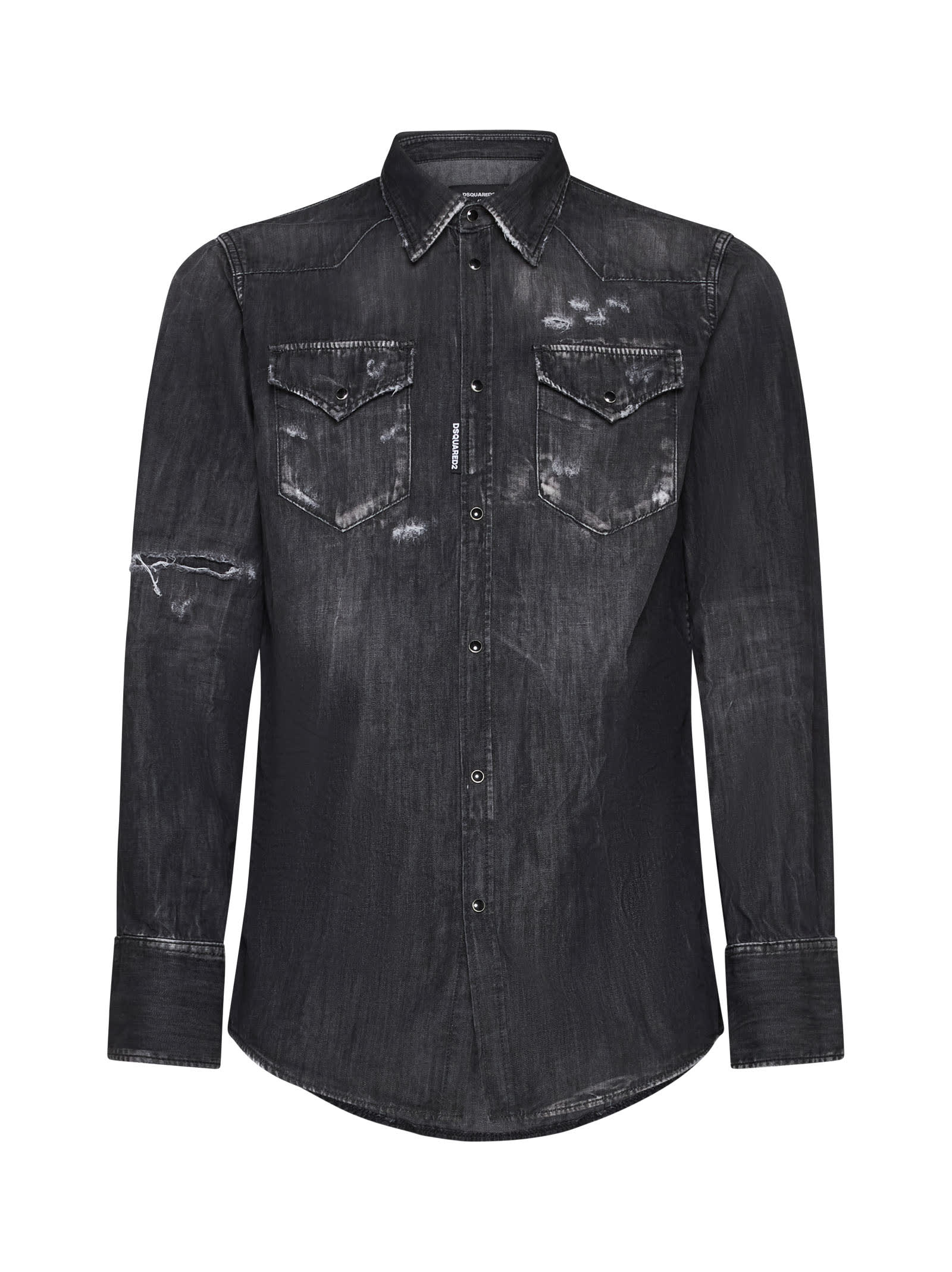 Dsquared2 Western Style Shirt With Chest Pockets And Pointed Collar In Black