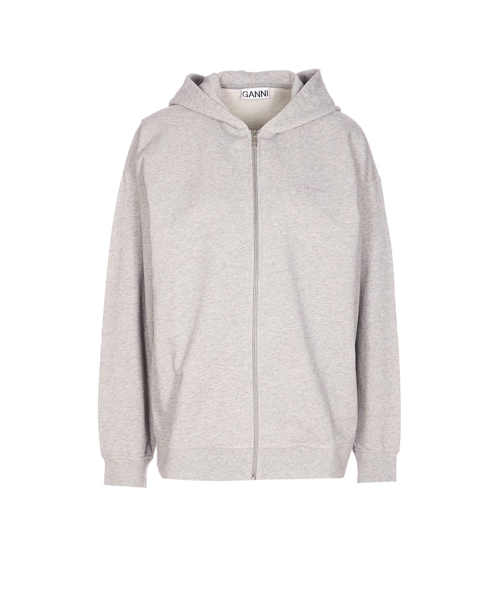 Ganni Womens Isoli Teddy Oversized Zip Hoodie In Gray