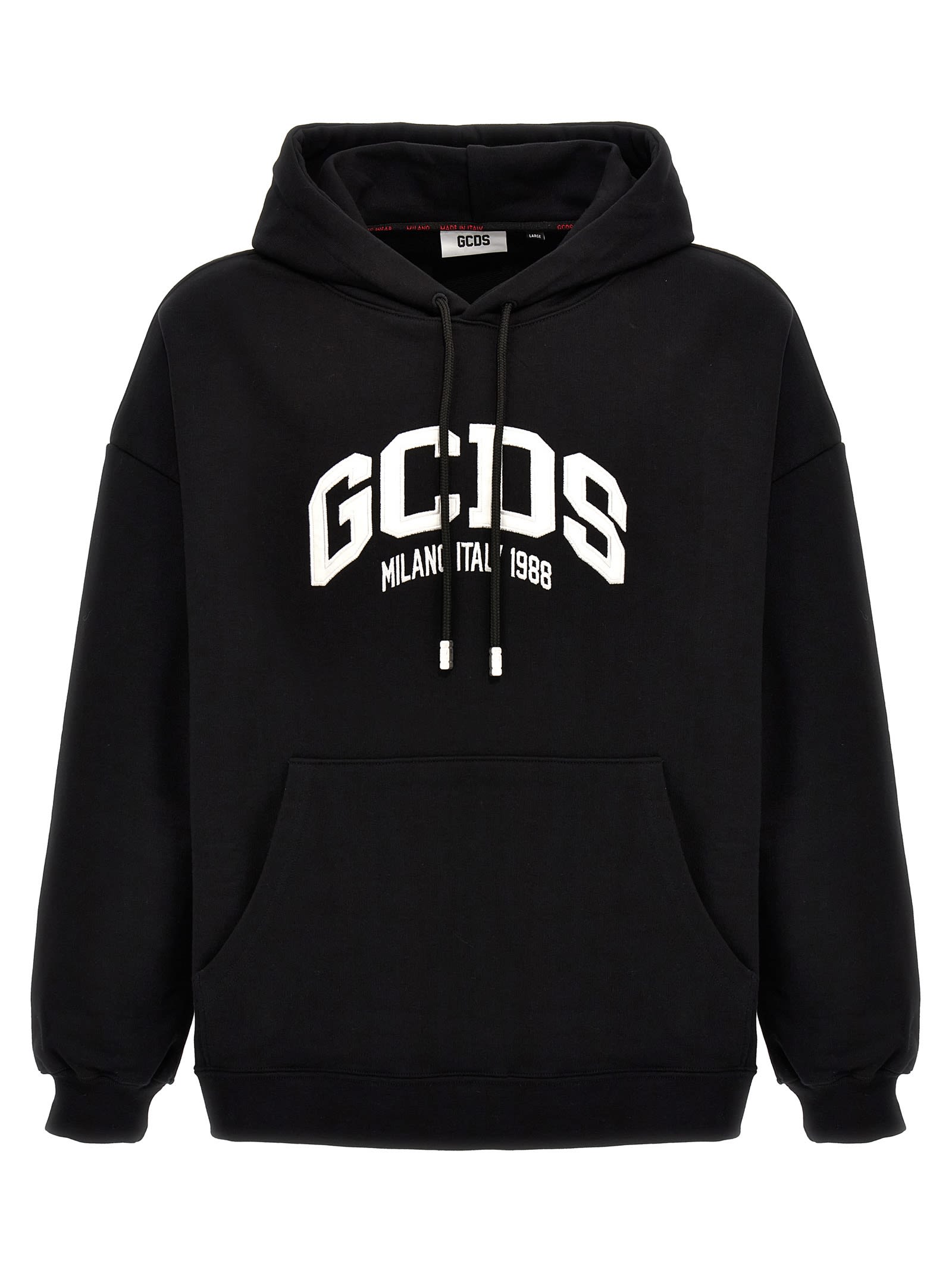 Shop Gcds Logo Loose Hoodie In Black