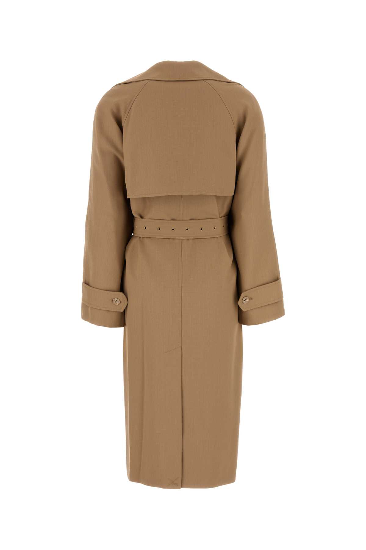 Michael Kors Camel Polyester Blend Trench Coat In Cafe
