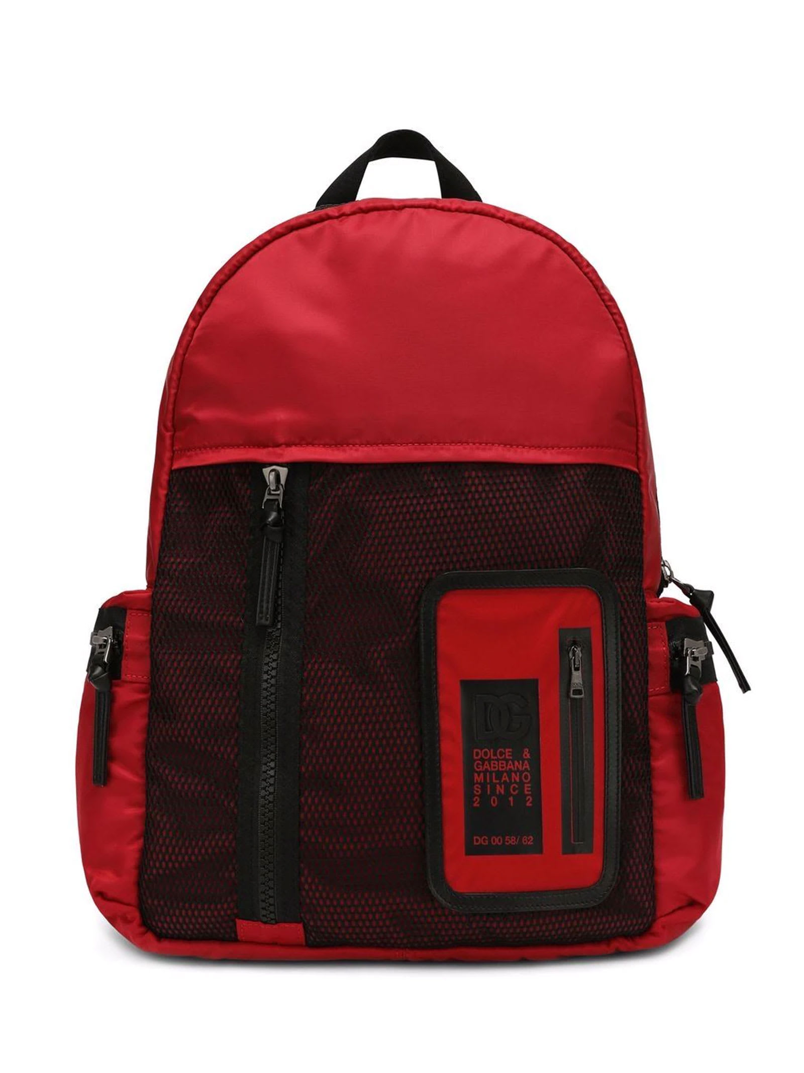 Dolce & Gabbana Red Backpack With Application