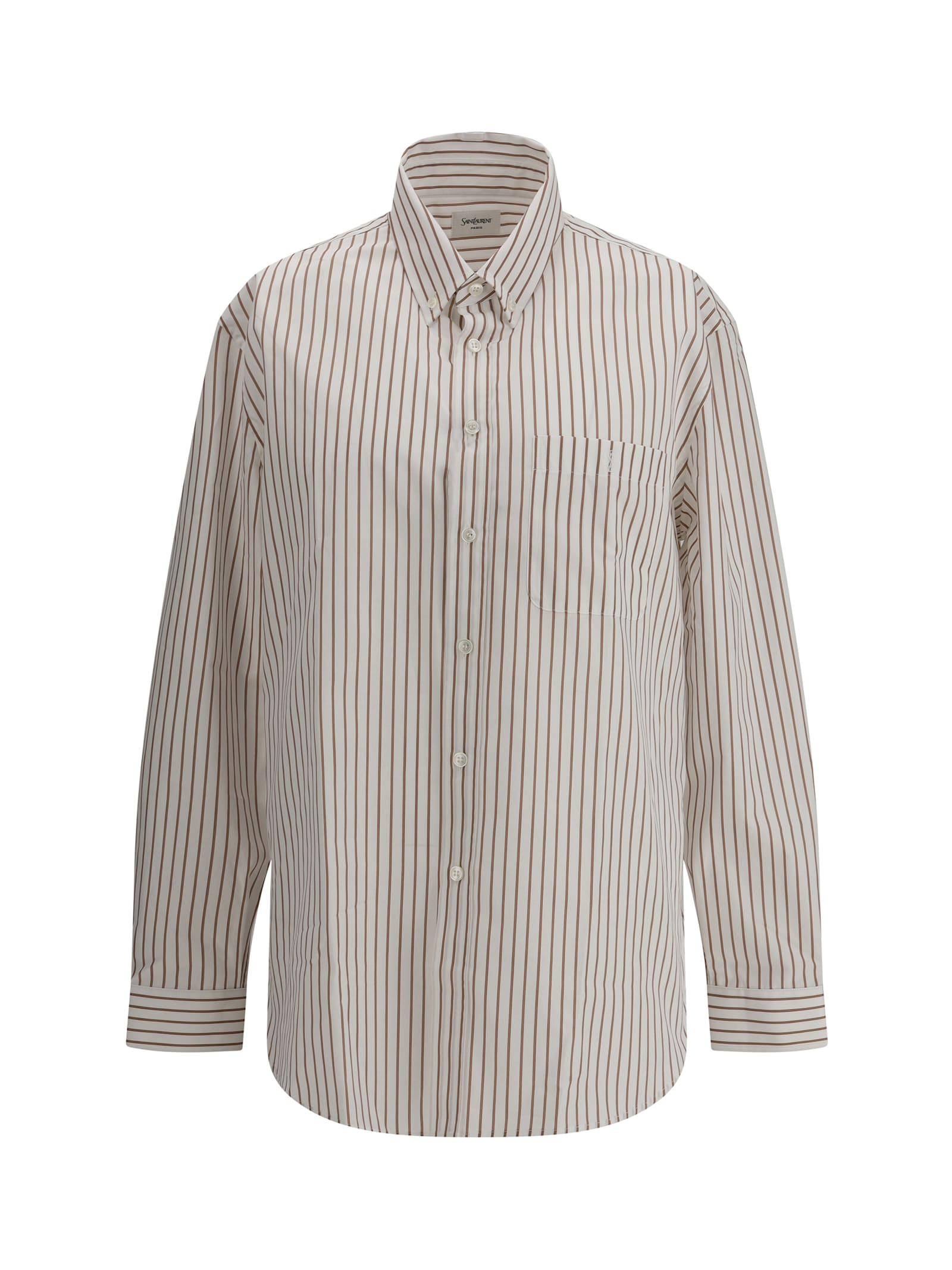 Saint Laurent Men Striped Shirt In Neutral