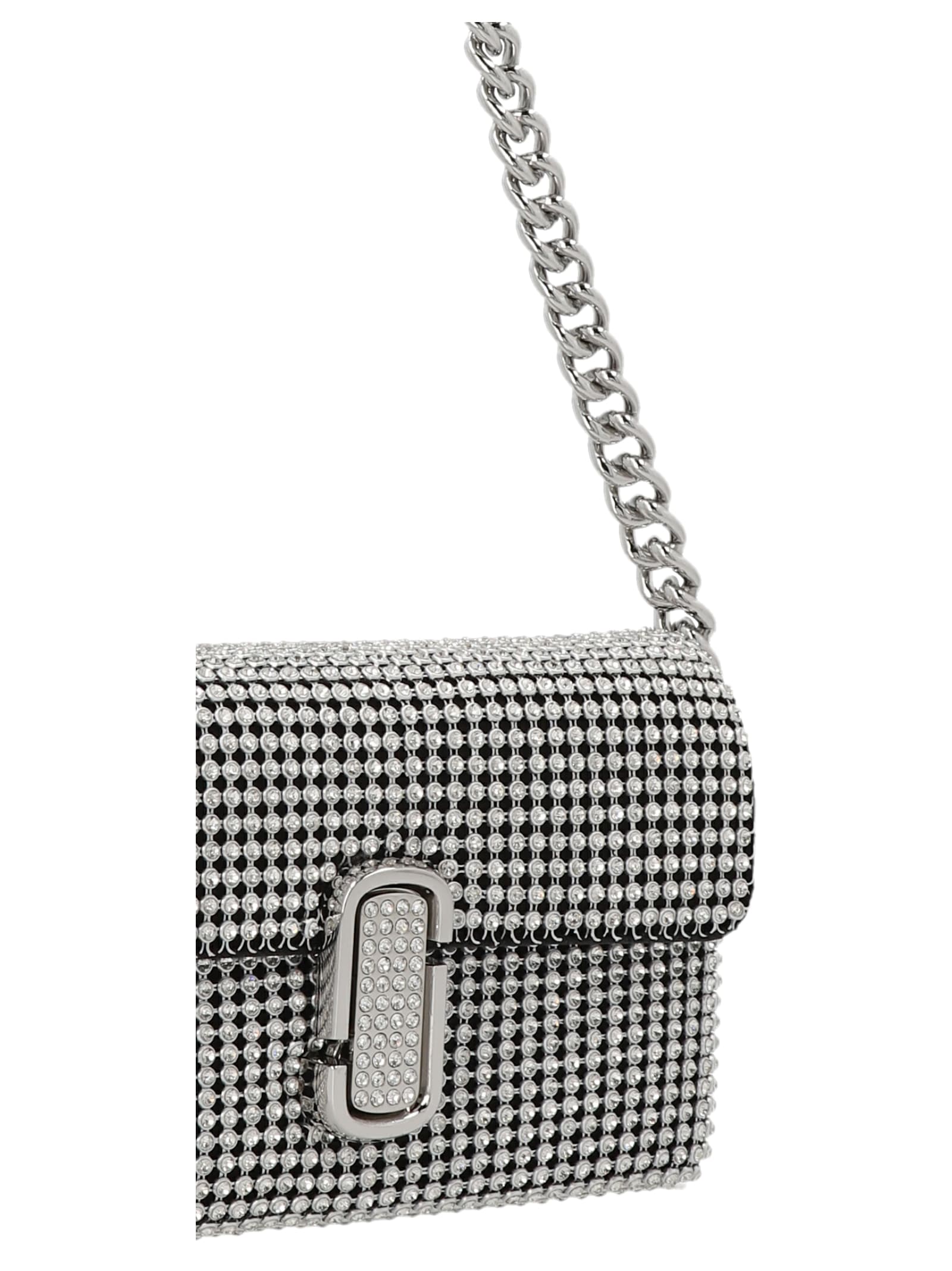 Shop Marc Jacobs The Rhinestone J Marc Mini Shoulder Bag In Crystal