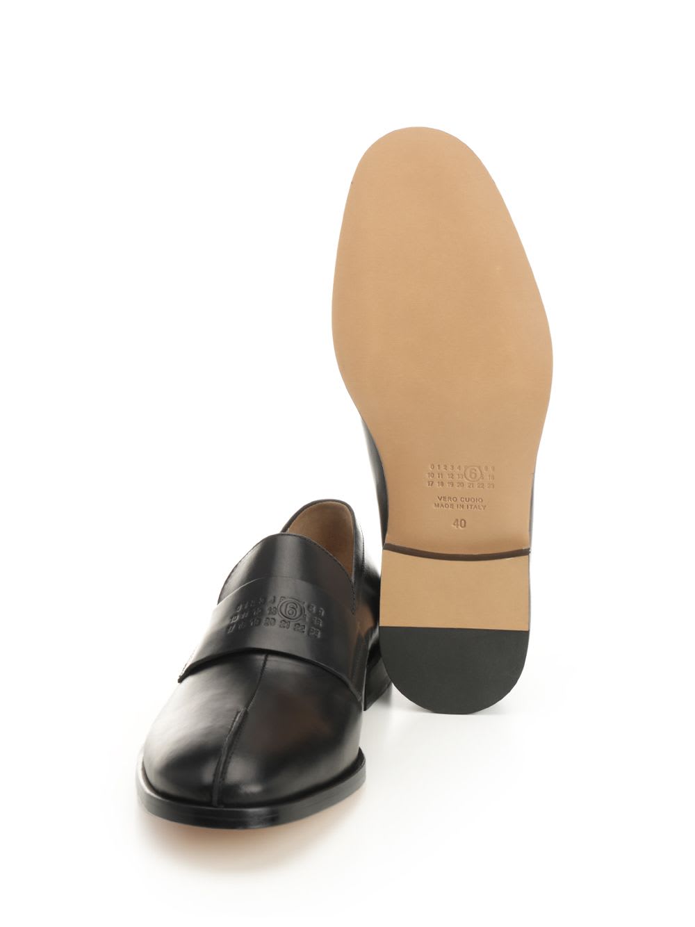 Mm6 Maison Margiela Tabi Leather Slip-on Shoes In Black