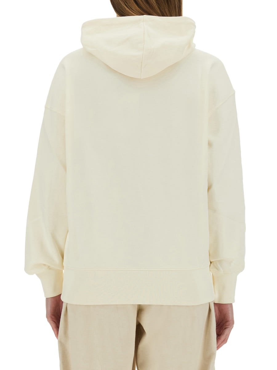 Msgm Relaxed-fit Sweatshirt With Brushed Logo In Ivory