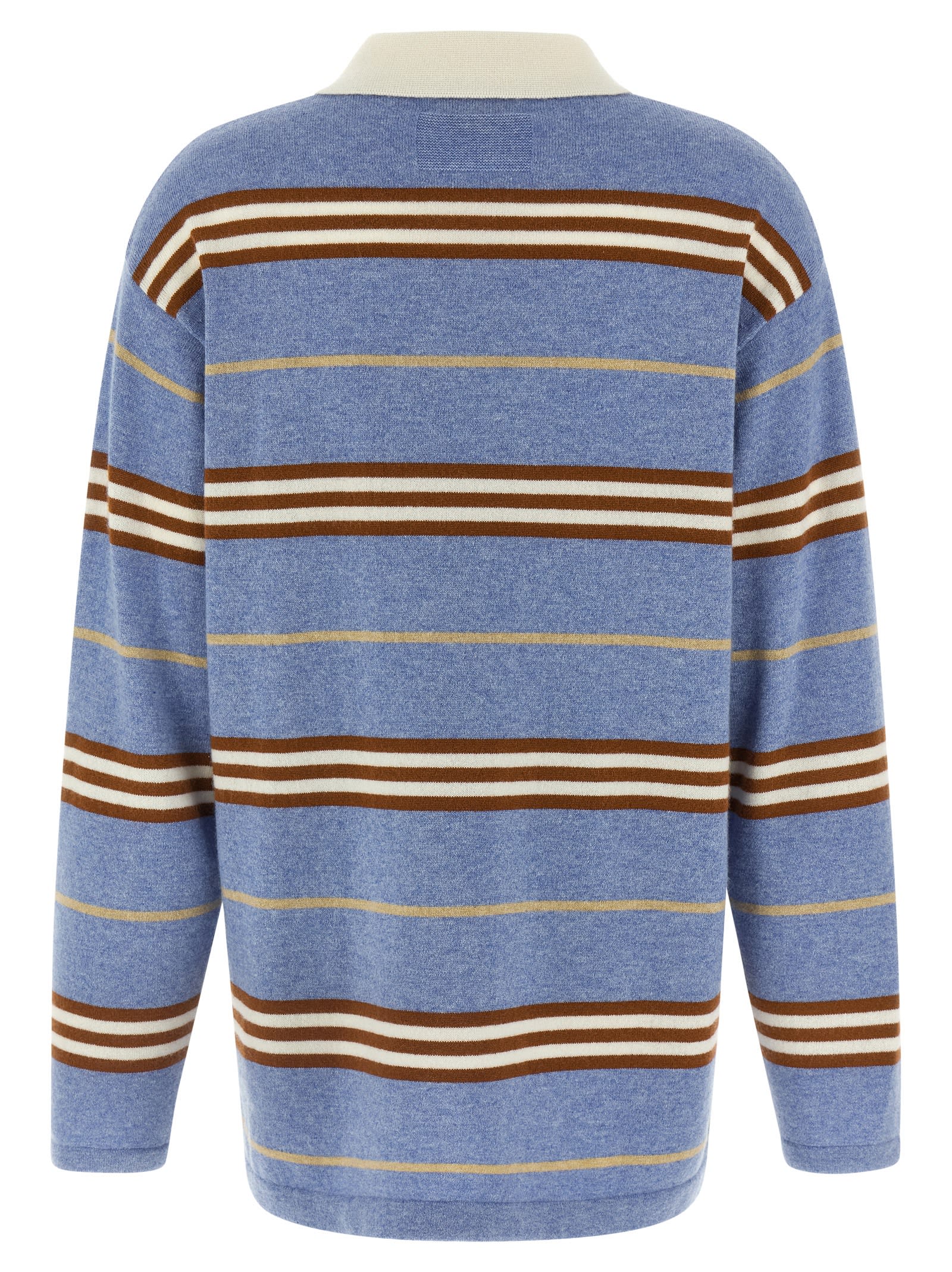 Guest In Residence Striped Cashmere Rugby Sweater With Classic Collar In Blue