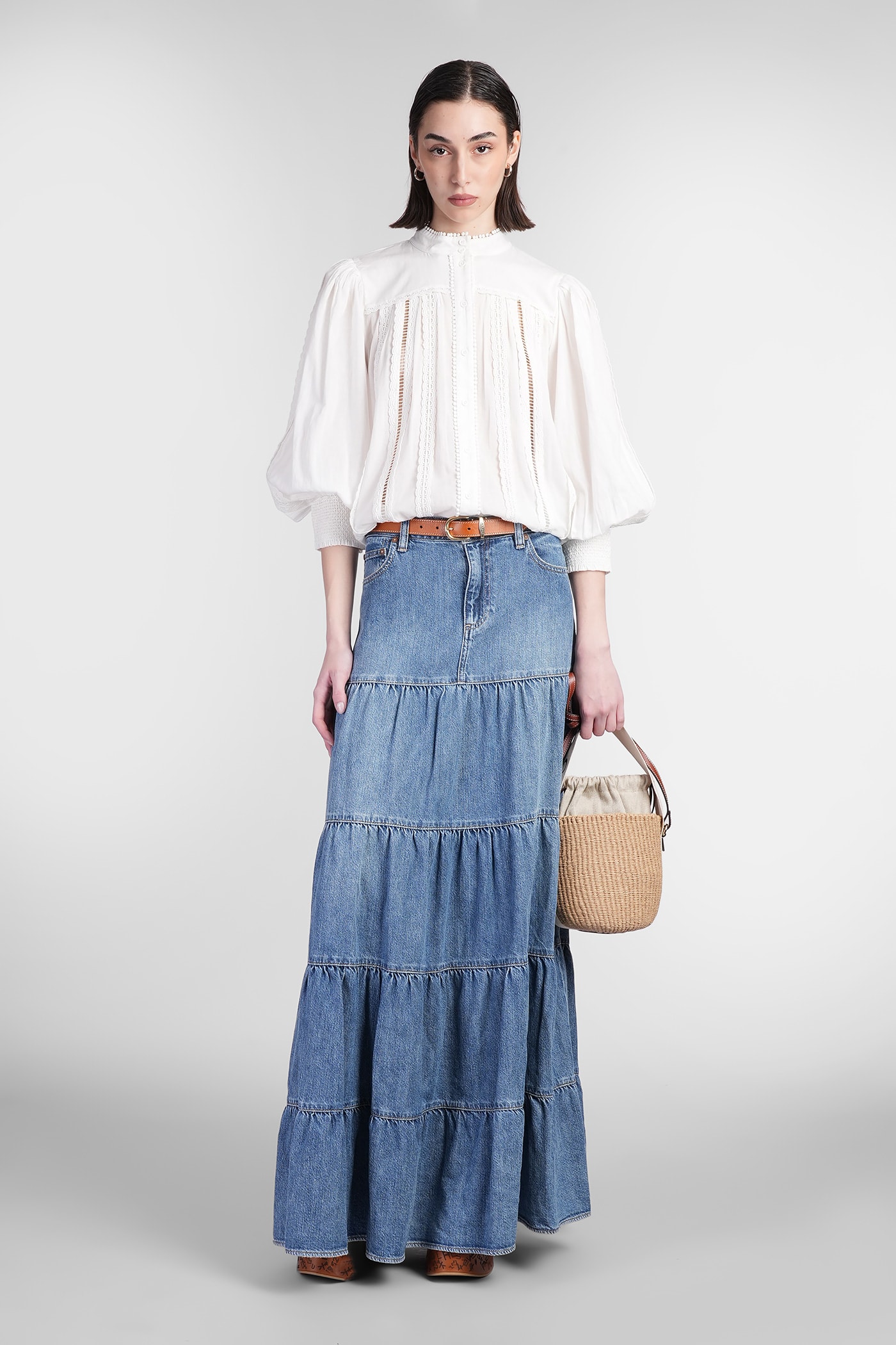Alice And Olivia Cora Cotton Blouse In White