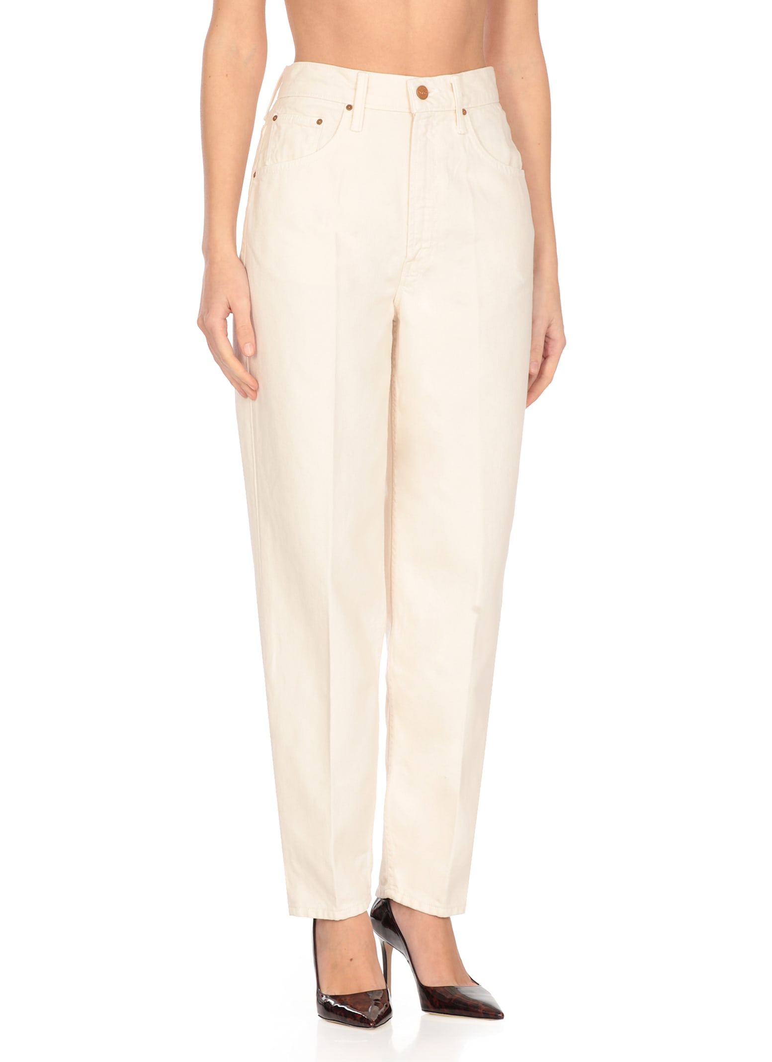 Mother The Peeler Tapered Ankle Jeans In Neutral