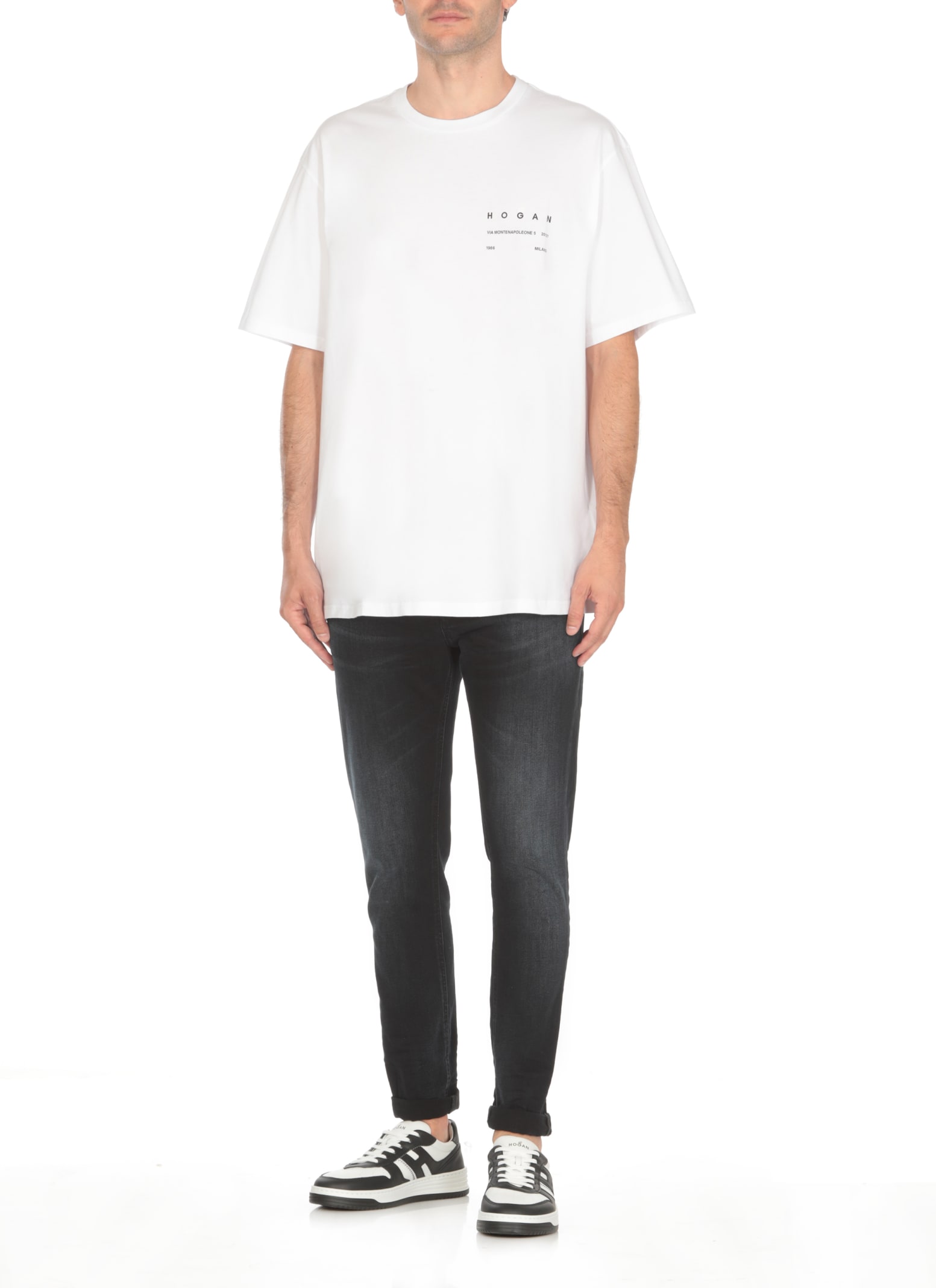Shop Hogan Logo T-shirt In White