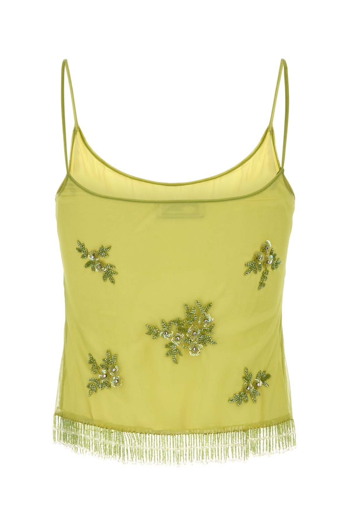 Blumarine 2c346a Tulle Embroid Top In Nilegreensunlight