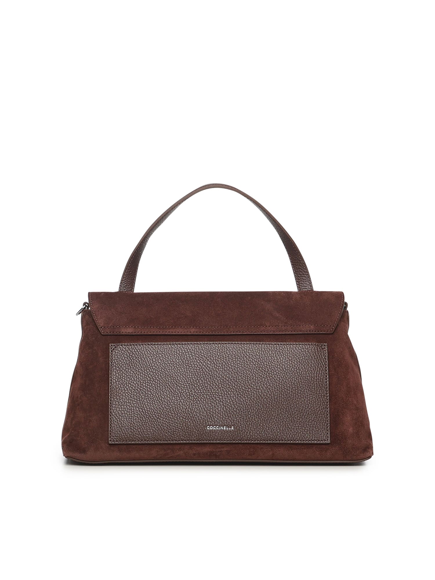 Coccinelle Suede Leather Shoulder Bag With Top Handle In Brown