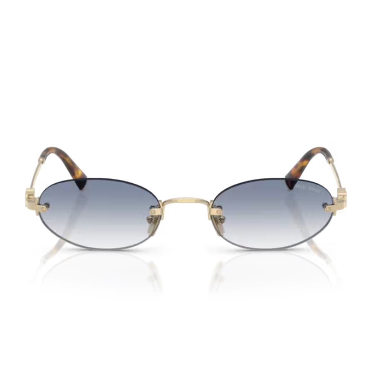Miu Miu Logo Metal Oval Sunglasses In Gold