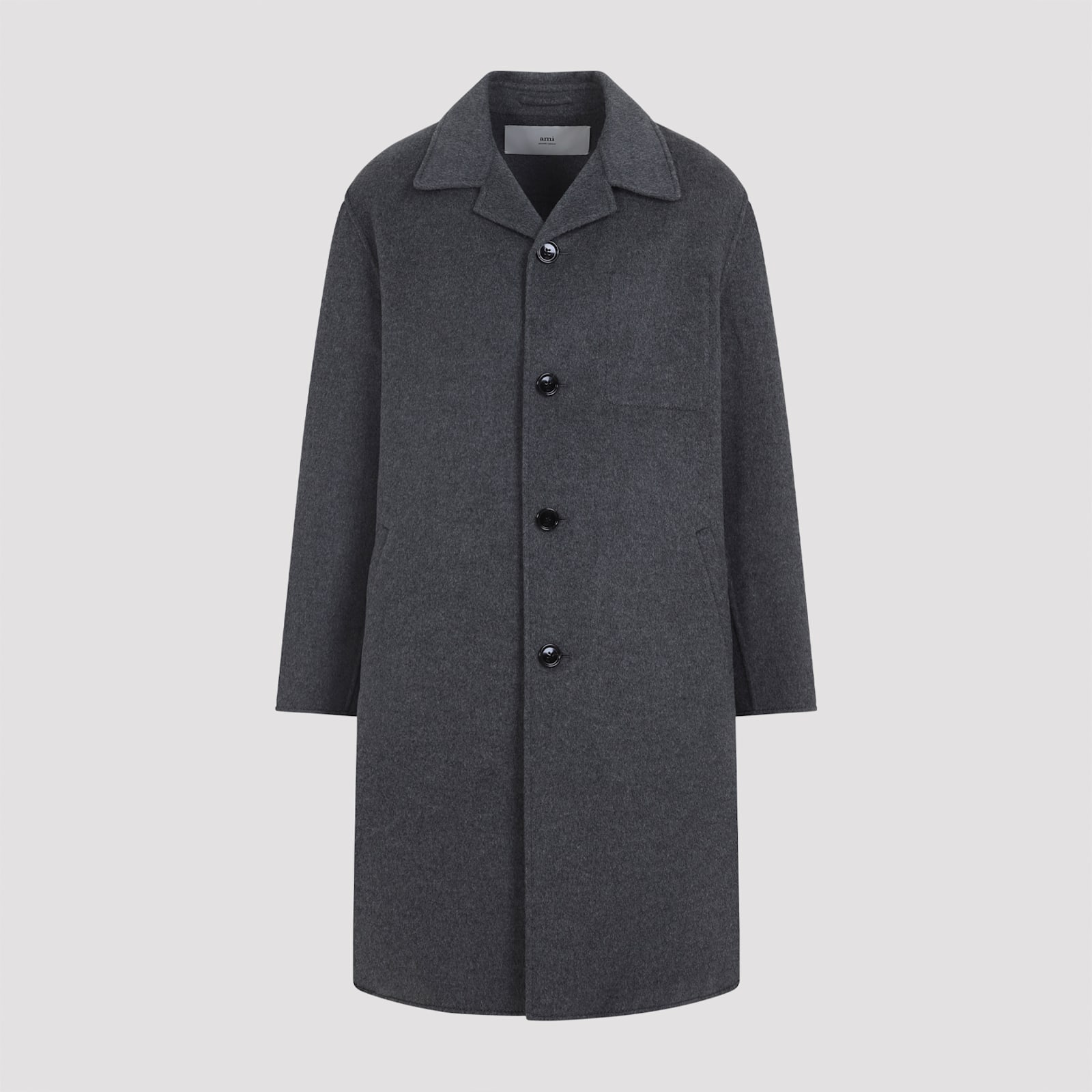 Ami Alexandre Mattiussi Single-breasted Wool Knee-length Coat In Gray