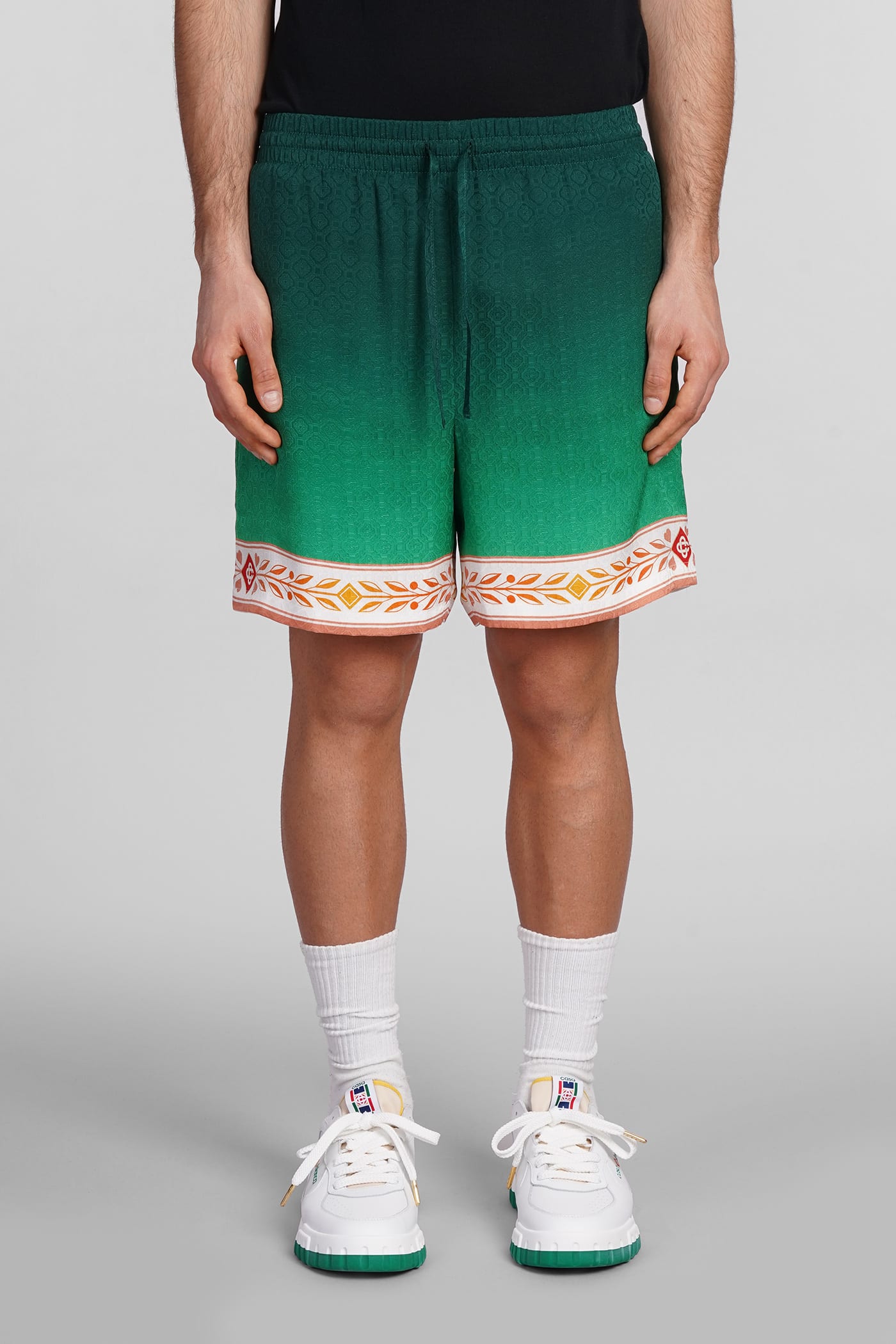 Shop Casablanca Shorts In Green Silk