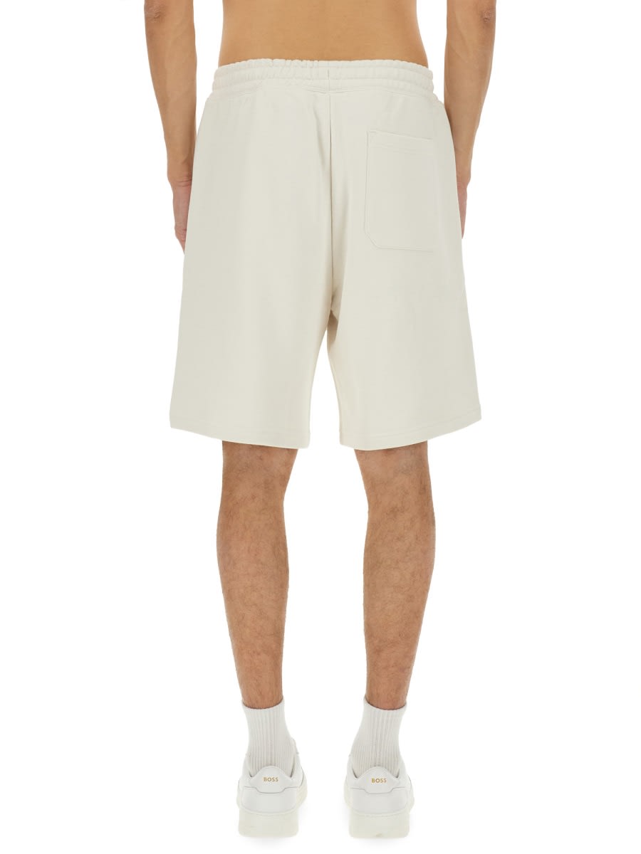 Hugo Boss Boss Cotton Blend Bermuda Shorts In Ivory
