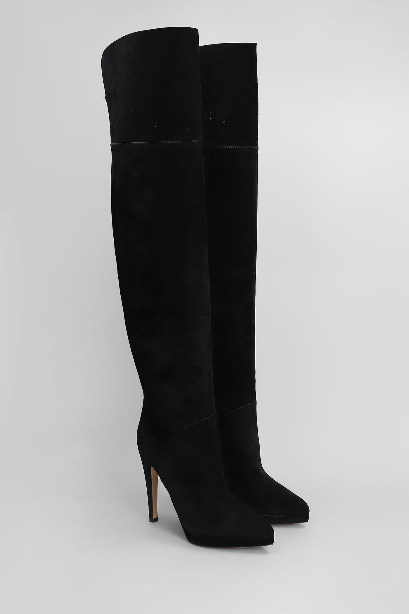 Casadei 100mm Suede Knee-high Stiletto Boots In Black