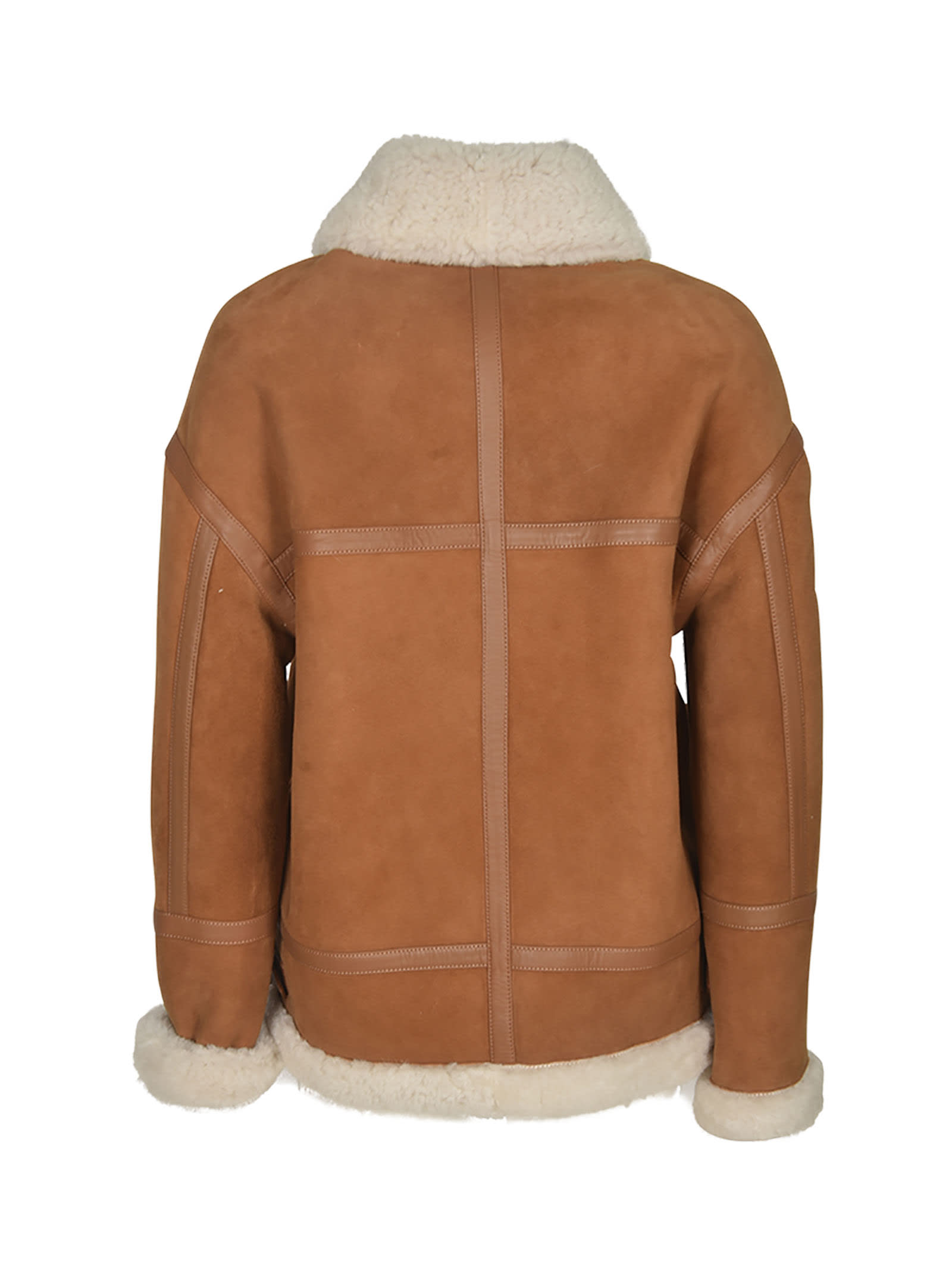 Shop Sword 6.6.44 Lamb Skin Zip Jacket In Ginger/white