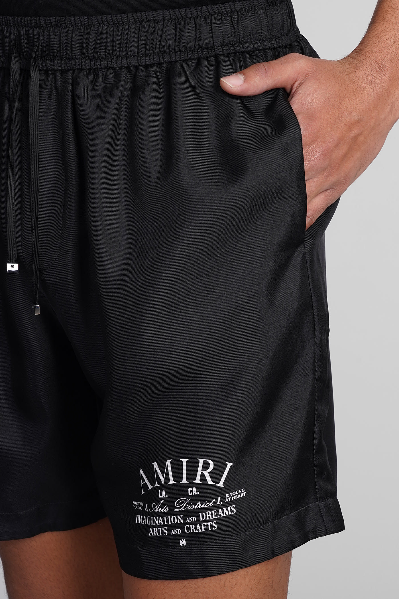 Shop Amiri Shorts In Black Silk