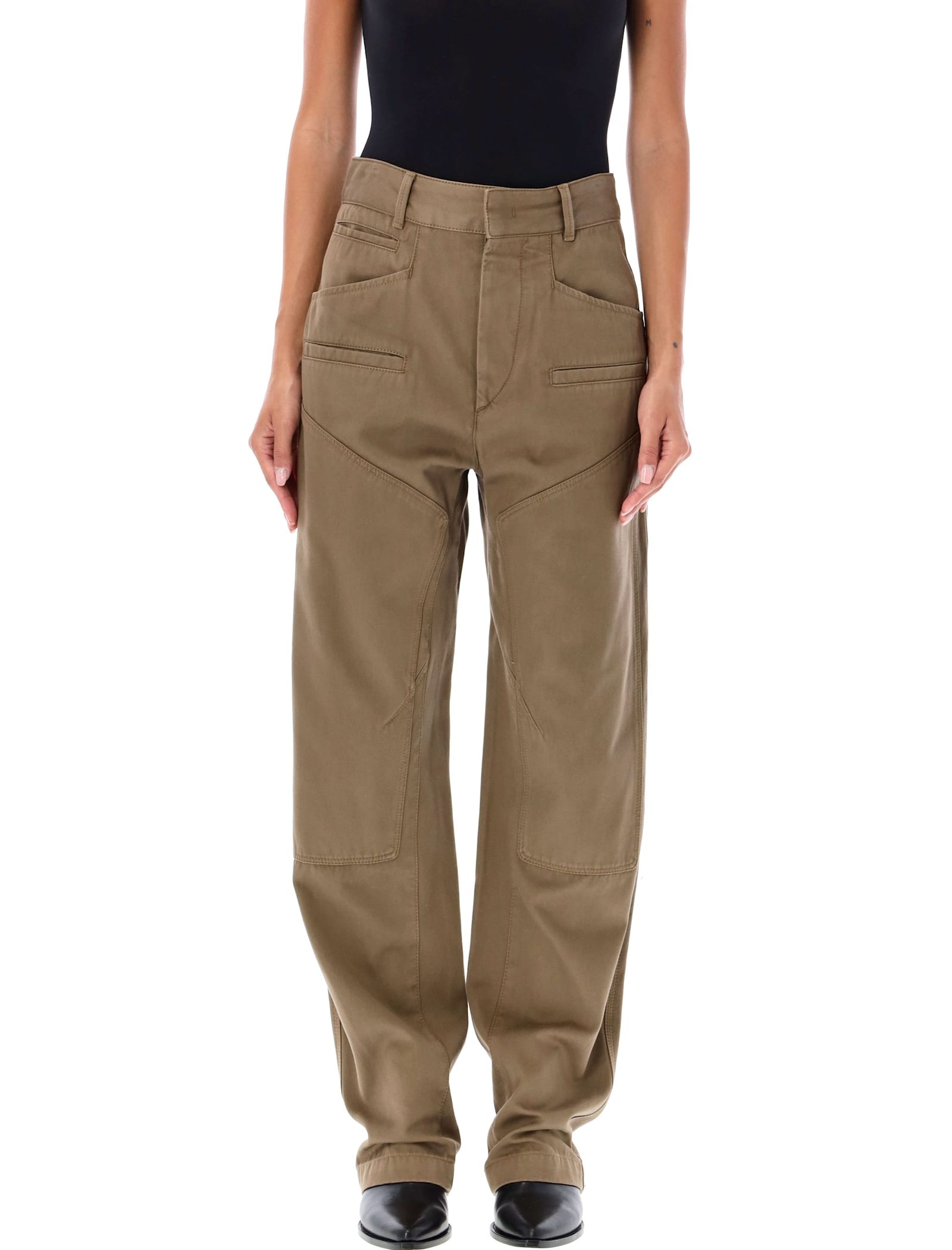 Shop Isabel Marant Emmy Pants In Bronze Green