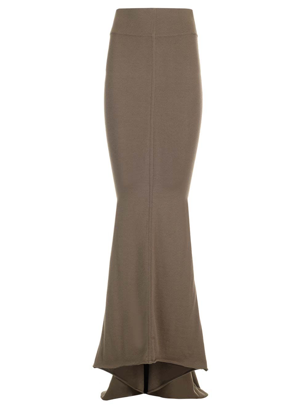 Rick Owens Taupe Knit Midi Skirt