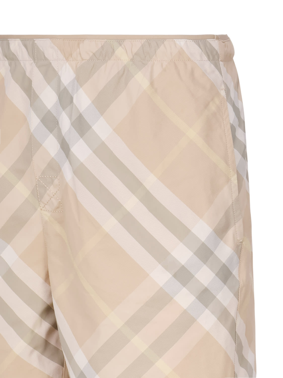 Shop Burberry Check Swimsuit In Nylon In Grey