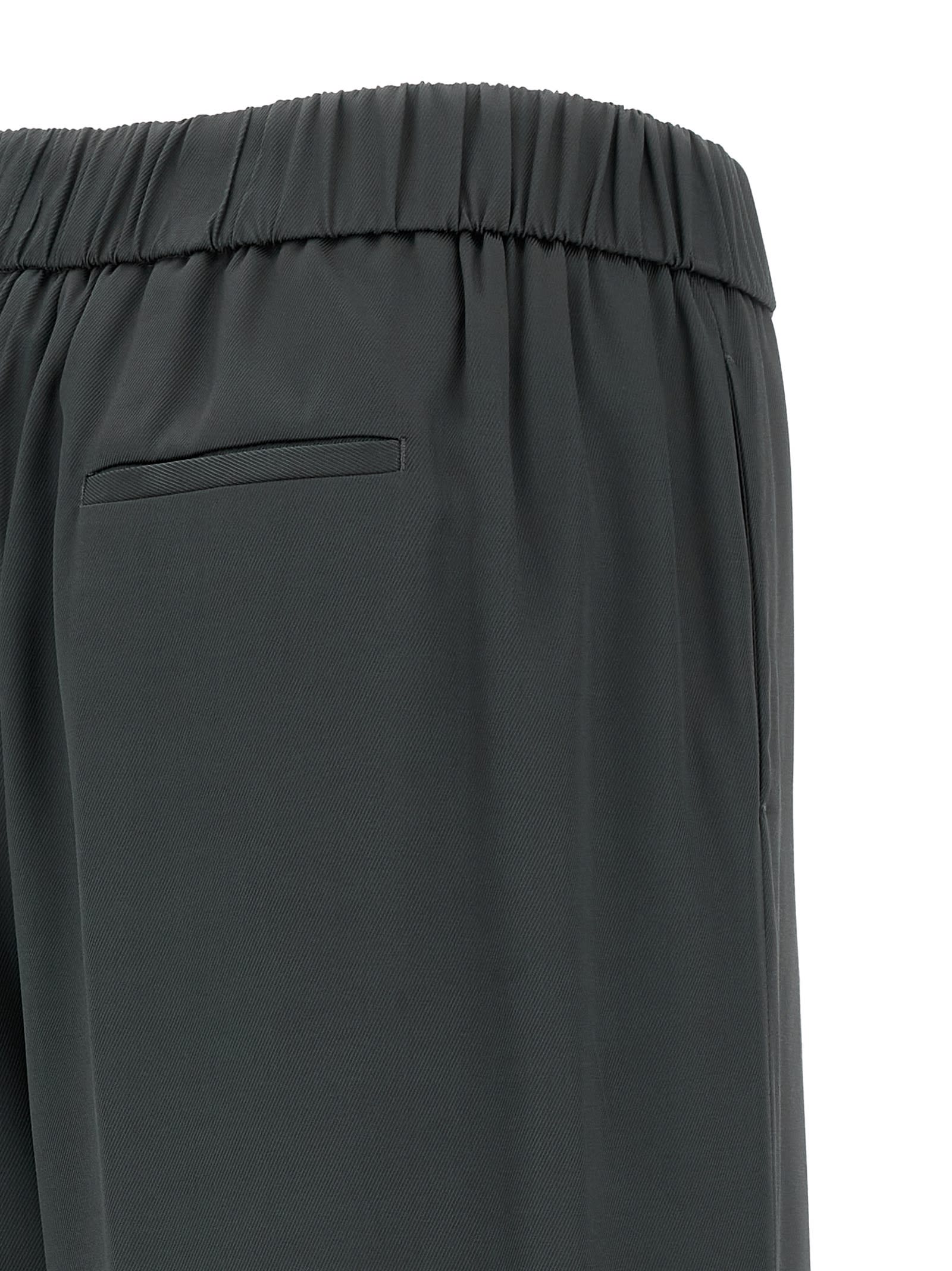 Peserico Wide Leg Trousers Elastic Waistband In Green