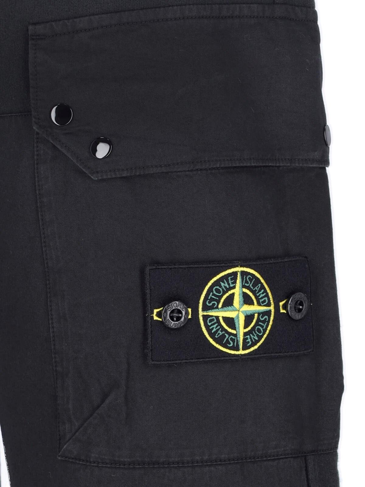 Shop Stone Island Cargo Track Pants In Nero