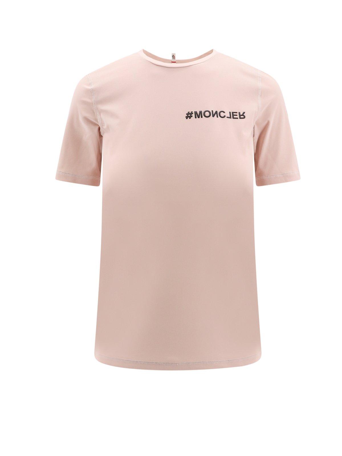 Moncler Logo Patch Crewneck T-shirt In Lighrt Pink