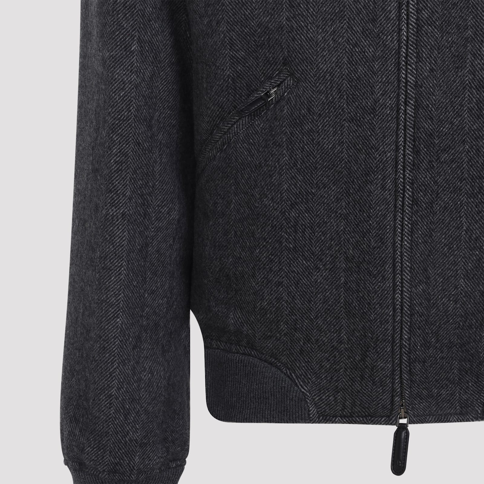 Giorgio Armani Ribbed Herringbone Jacket Pockets In Gray