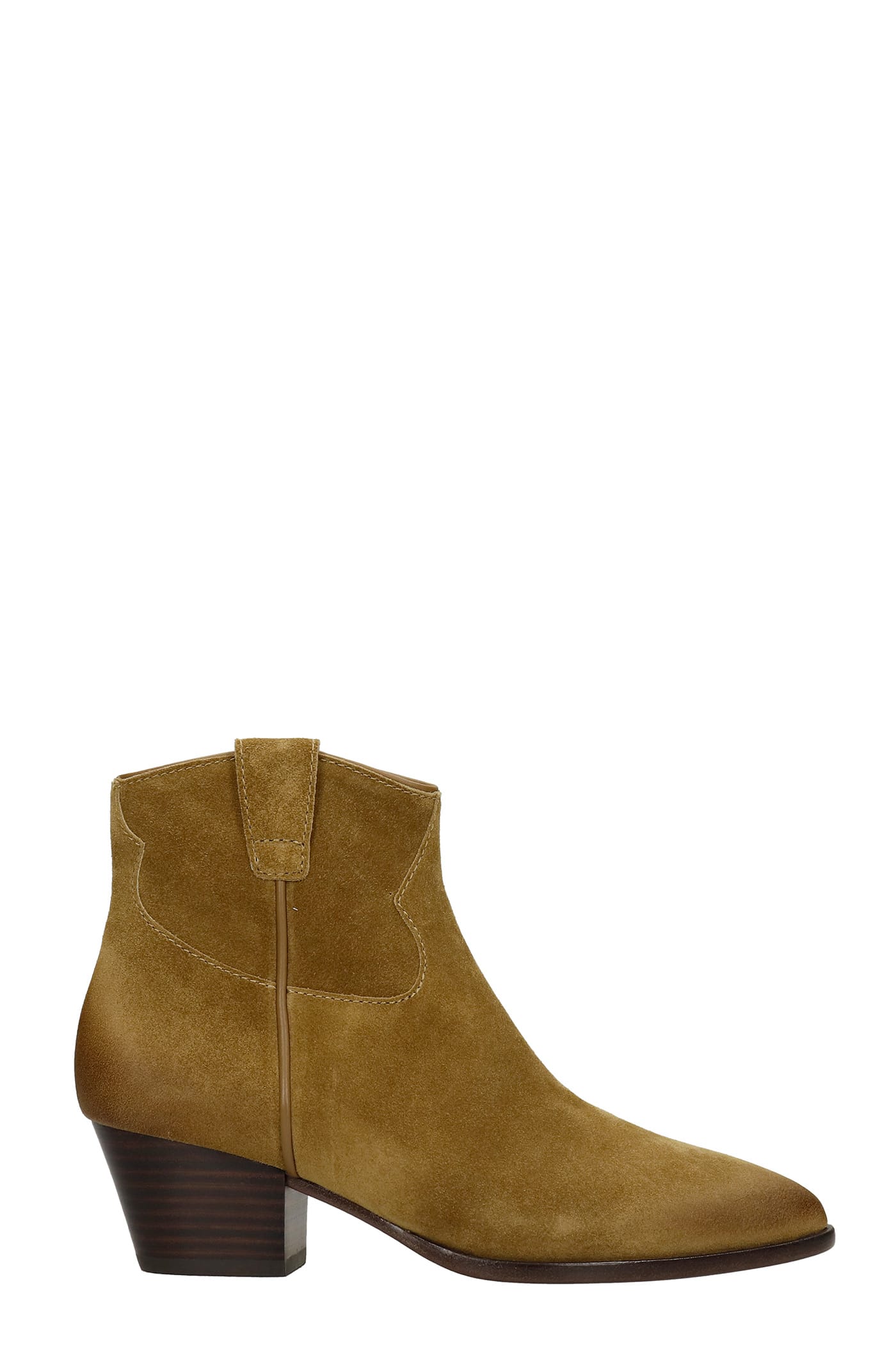 Ash Houston Texan Ankle Boots In Camel Suede