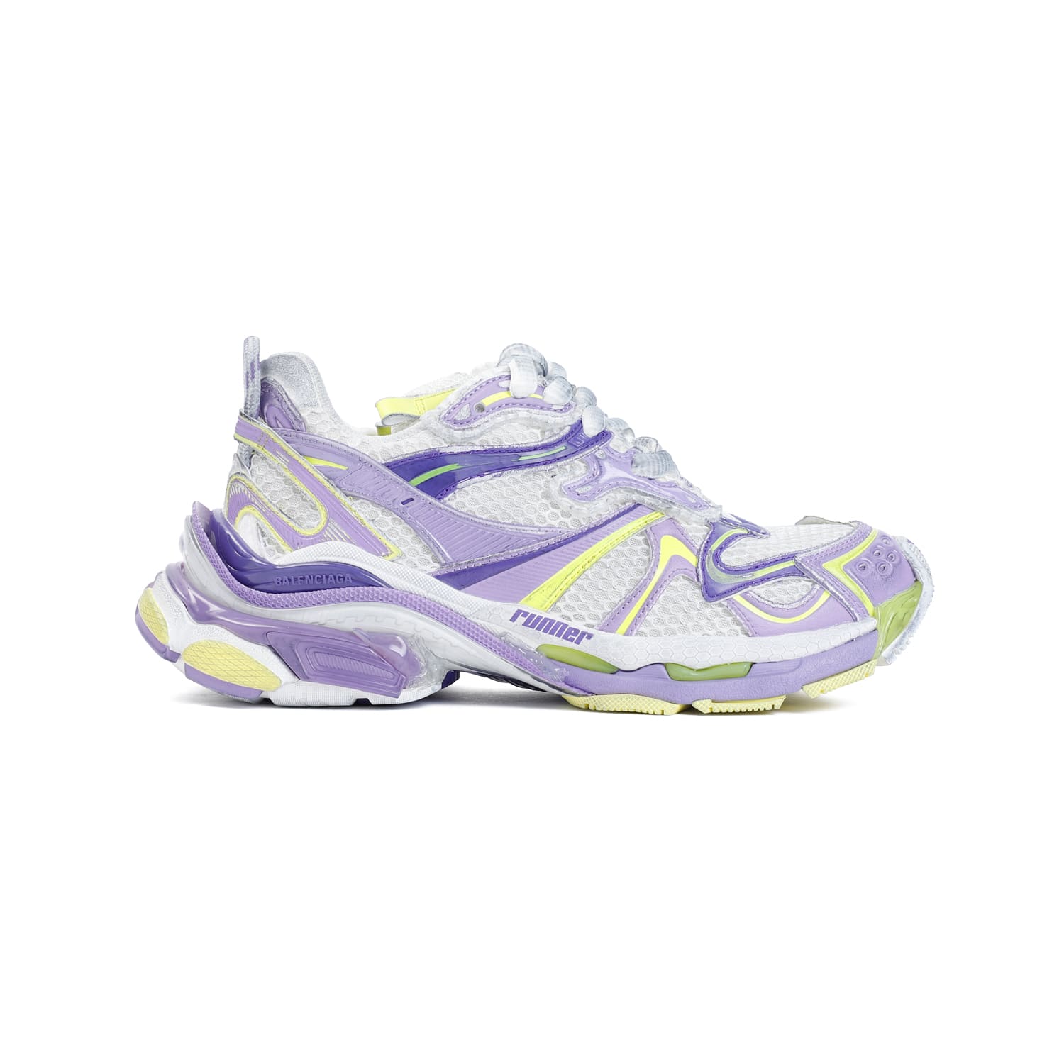 Shop Balenciaga Runner 2 Sneakers In Eggshell Lilac Yellow