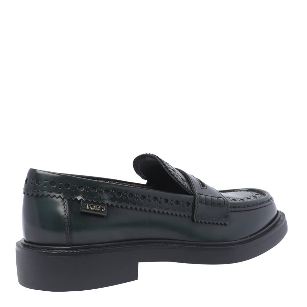 Shop Tod's Leather Loafers In Green